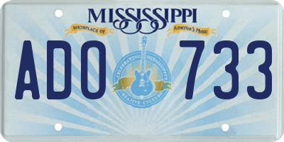 MS license plate ADO733