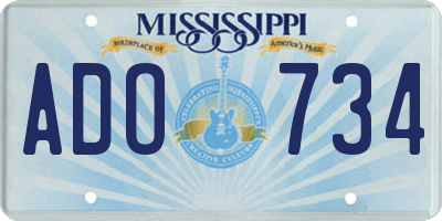 MS license plate ADO734