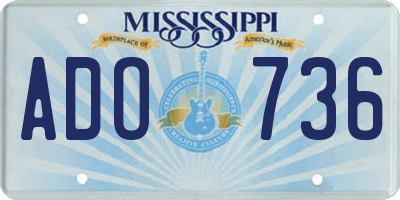 MS license plate ADO736