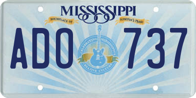MS license plate ADO737