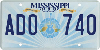 MS license plate ADO740