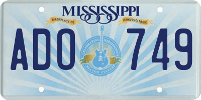 MS license plate ADO749