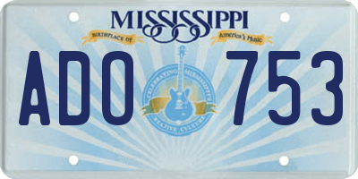 MS license plate ADO753