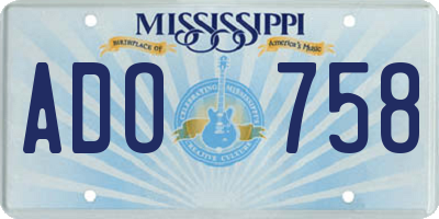 MS license plate ADO758