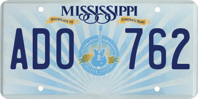 MS license plate ADO762
