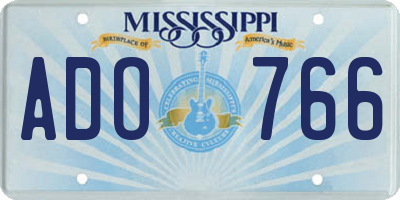 MS license plate ADO766