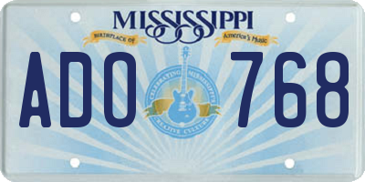 MS license plate ADO768