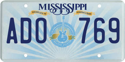 MS license plate ADO769