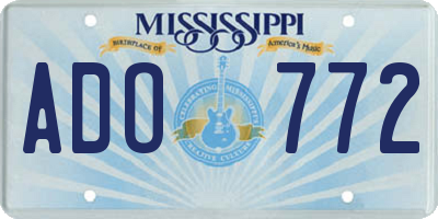 MS license plate ADO772