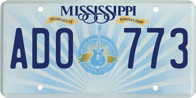 MS license plate ADO773
