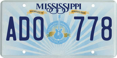 MS license plate ADO778