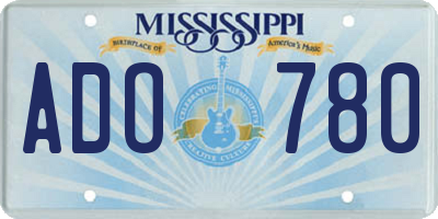 MS license plate ADO780