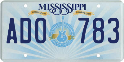MS license plate ADO783