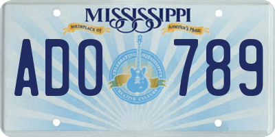 MS license plate ADO789