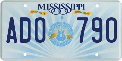 MS license plate ADO790
