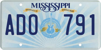 MS license plate ADO791