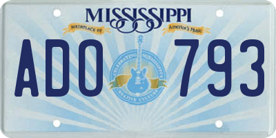 MS license plate ADO793