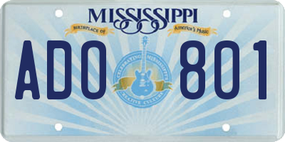 MS license plate ADO801