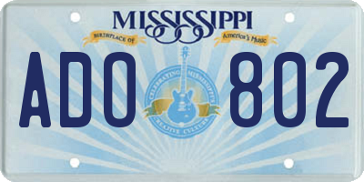 MS license plate ADO802