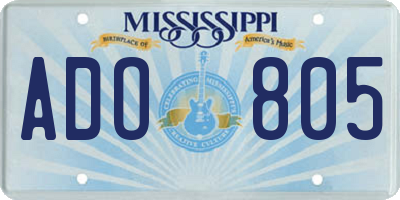 MS license plate ADO805