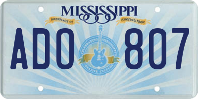 MS license plate ADO807