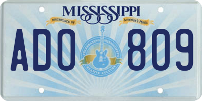 MS license plate ADO809
