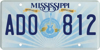 MS license plate ADO812