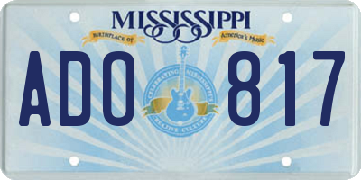 MS license plate ADO817