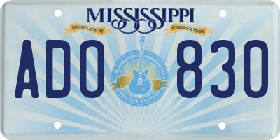 MS license plate ADO830