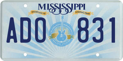 MS license plate ADO831