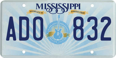 MS license plate ADO832