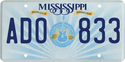 MS license plate ADO833