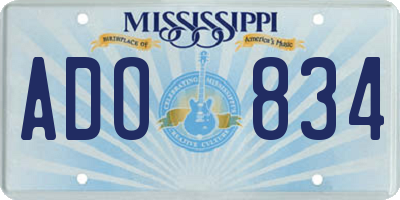 MS license plate ADO834