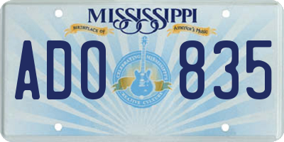 MS license plate ADO835