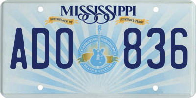 MS license plate ADO836