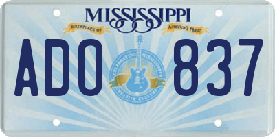 MS license plate ADO837