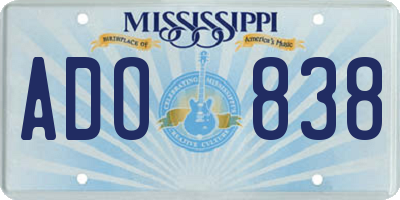 MS license plate ADO838