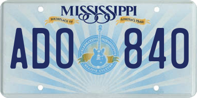 MS license plate ADO840