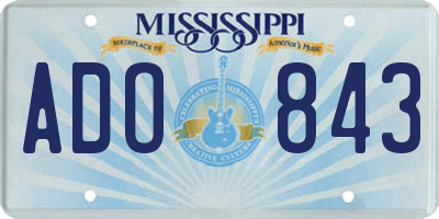 MS license plate ADO843