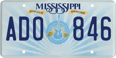 MS license plate ADO846