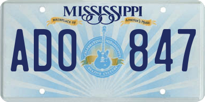 MS license plate ADO847