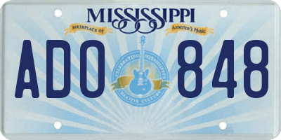 MS license plate ADO848