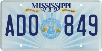 MS license plate ADO849