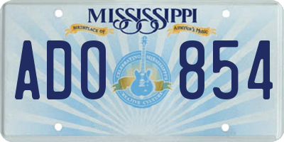MS license plate ADO854