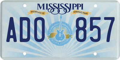 MS license plate ADO857