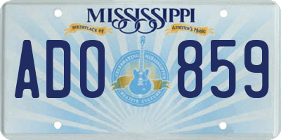 MS license plate ADO859