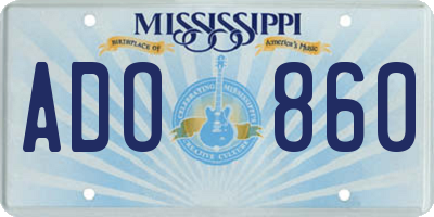 MS license plate ADO860