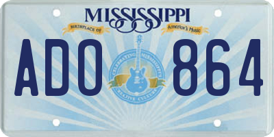 MS license plate ADO864