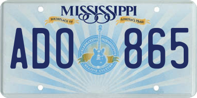 MS license plate ADO865