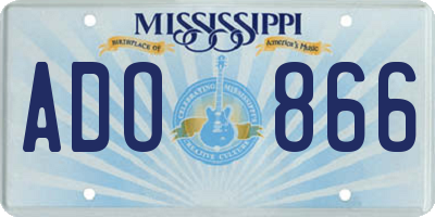 MS license plate ADO866